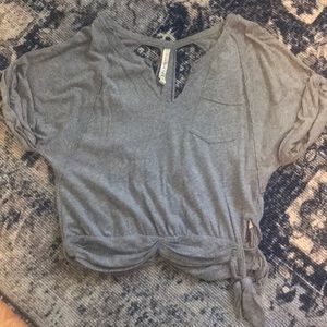 Free People Cotton racer back cut out tee